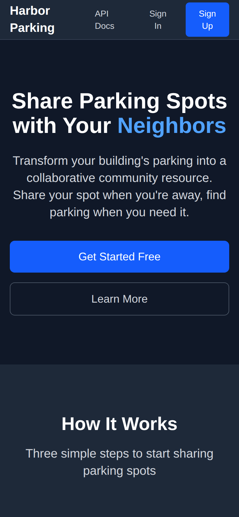 Harbor Parking mobile view