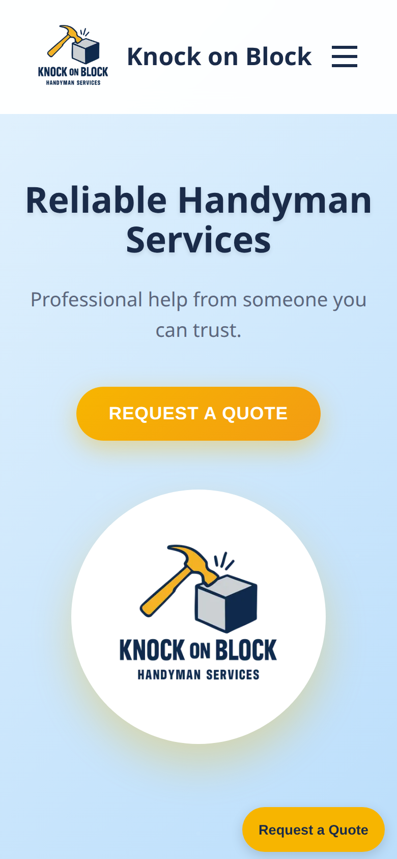 Knock on Block mobile homepage